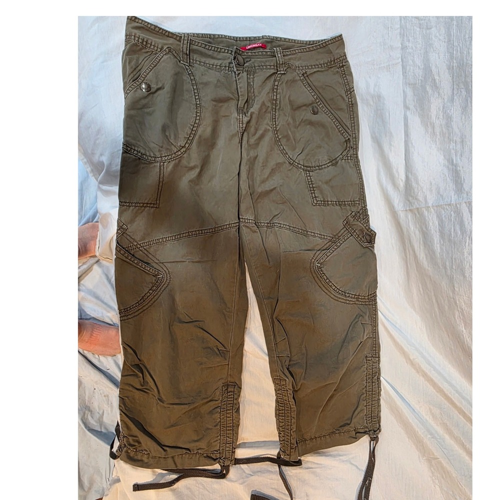 Unionbay Cargo Capri Pants Olive Green Utility Cotton 32x23